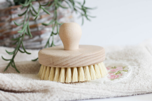 Szczotka do masażu na sucho i mokro okrągła tampico naturalne włosie ecogift eko prezent