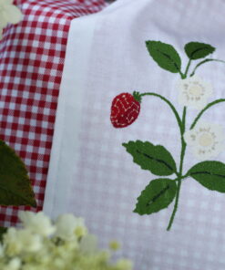 Torba bawełniana w haftowane TRUSKAWKI letnia torebka na zakupy ecogift.pl w czerwoną kratkę sielska torba